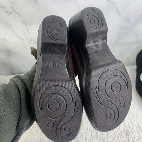 Sanita Womens Nyla Brown Leather Round Toe Wedge Heel Buckle Mary Jane Shoes 38 - Picture 7 of 16